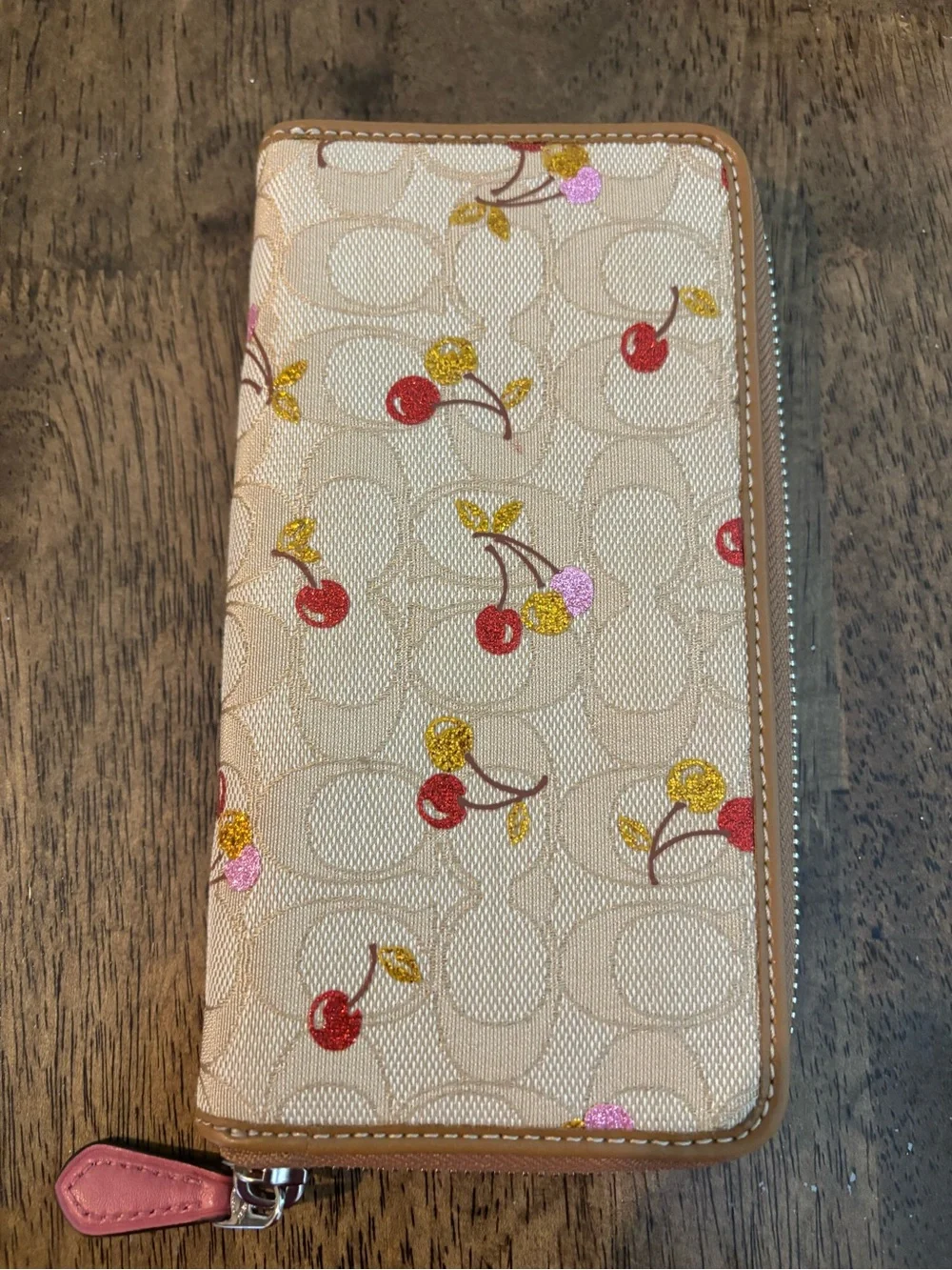 Coach Glitter Cherry Zip Around Accordian Wallet - Picture 4 of 7